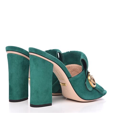 green gucci marmont mules|Gucci Marmont fringe mules.